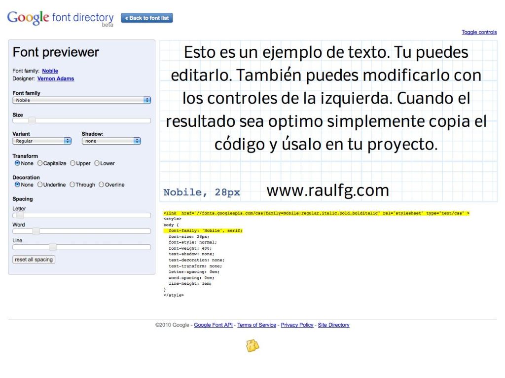 Google Font Preview